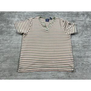 Mountain Lake Top Womens Medium Multicolor Striped‎ Short Sleeve V-Neck Casual